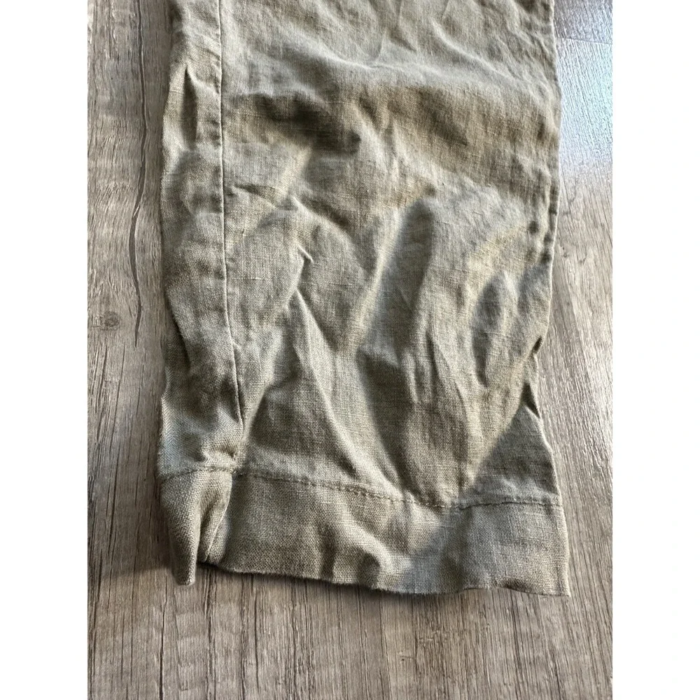 H&M L.O.G.G. Women's Size 4‎ Green Linen Blend Drawstring Waist Casual Pants